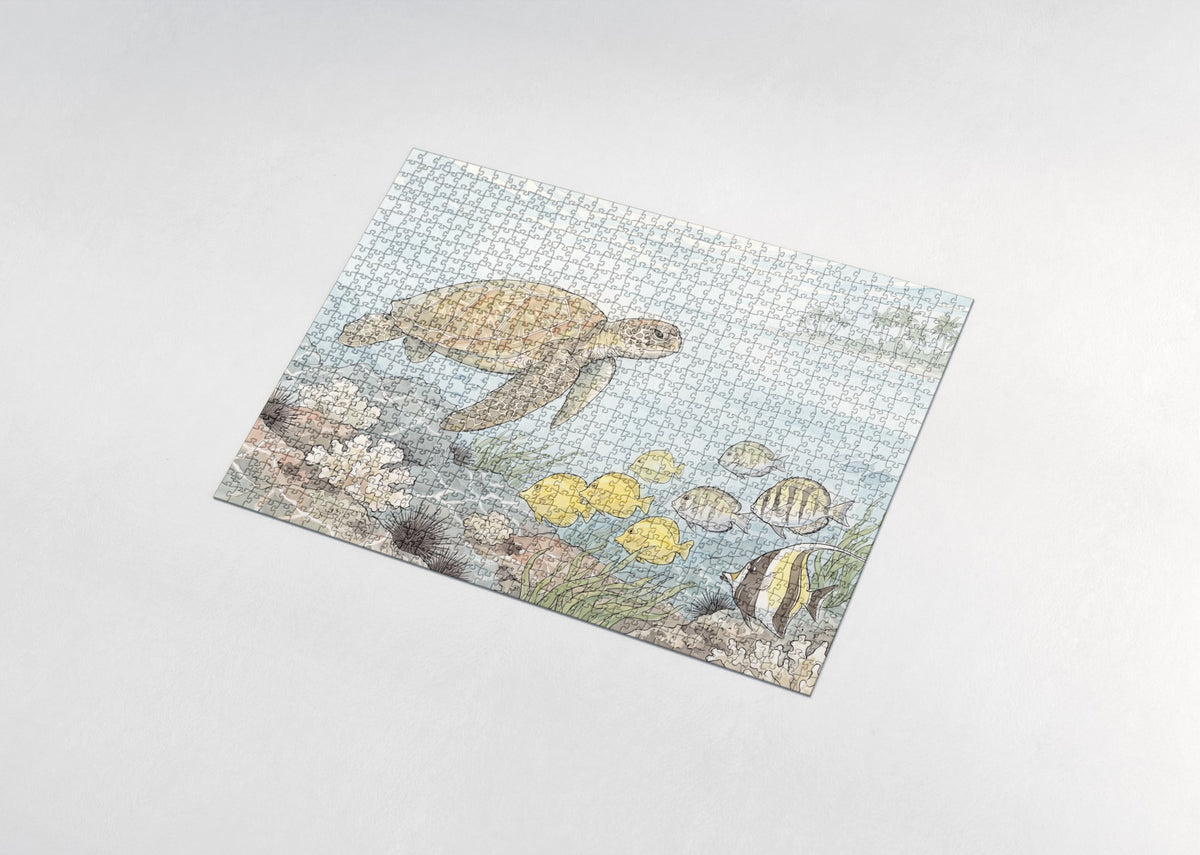 Green Sea Turtle in the Sunlit Shallows jigsaw puzzle - assembled puzzle