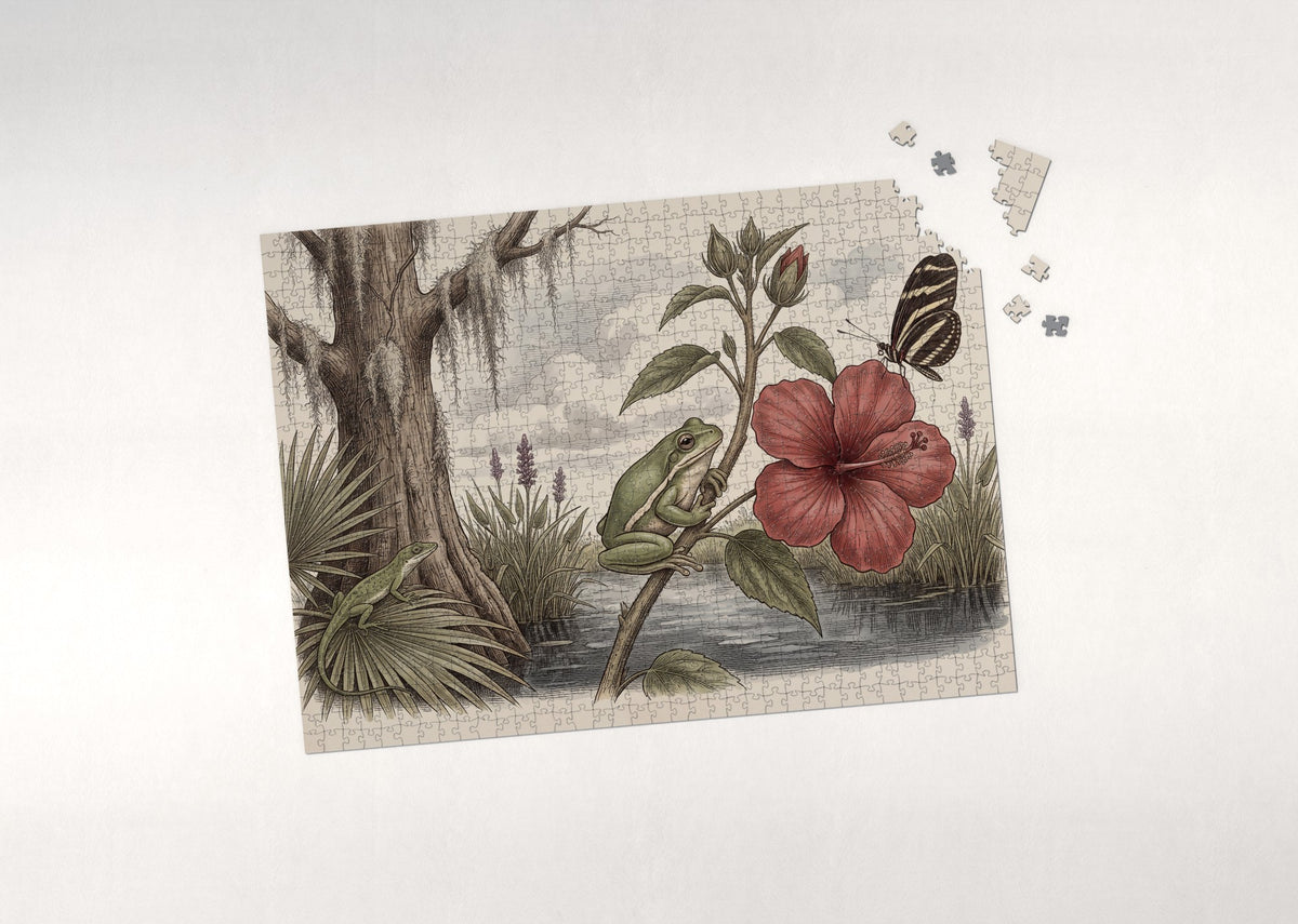 Green Tree Frog on the Hibiscus jigsaw puzzle - puzzle with loose pieces