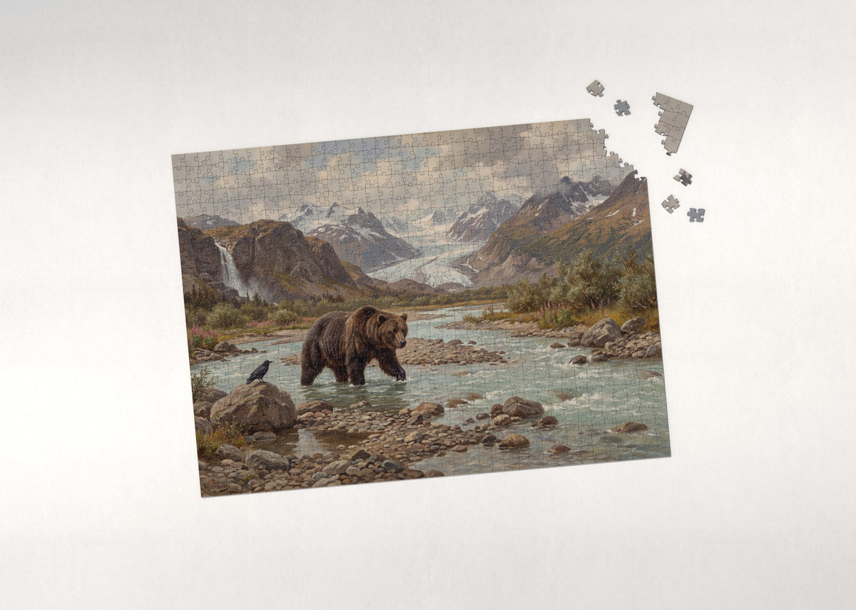 Grizzly at the Glacier River jigsaw puzzle - puzzle with loose pieces