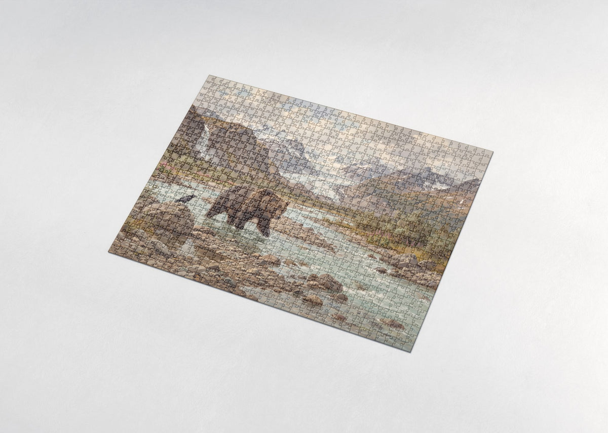 Grizzly at the Glacier River jigsaw puzzle - assembled puzzle