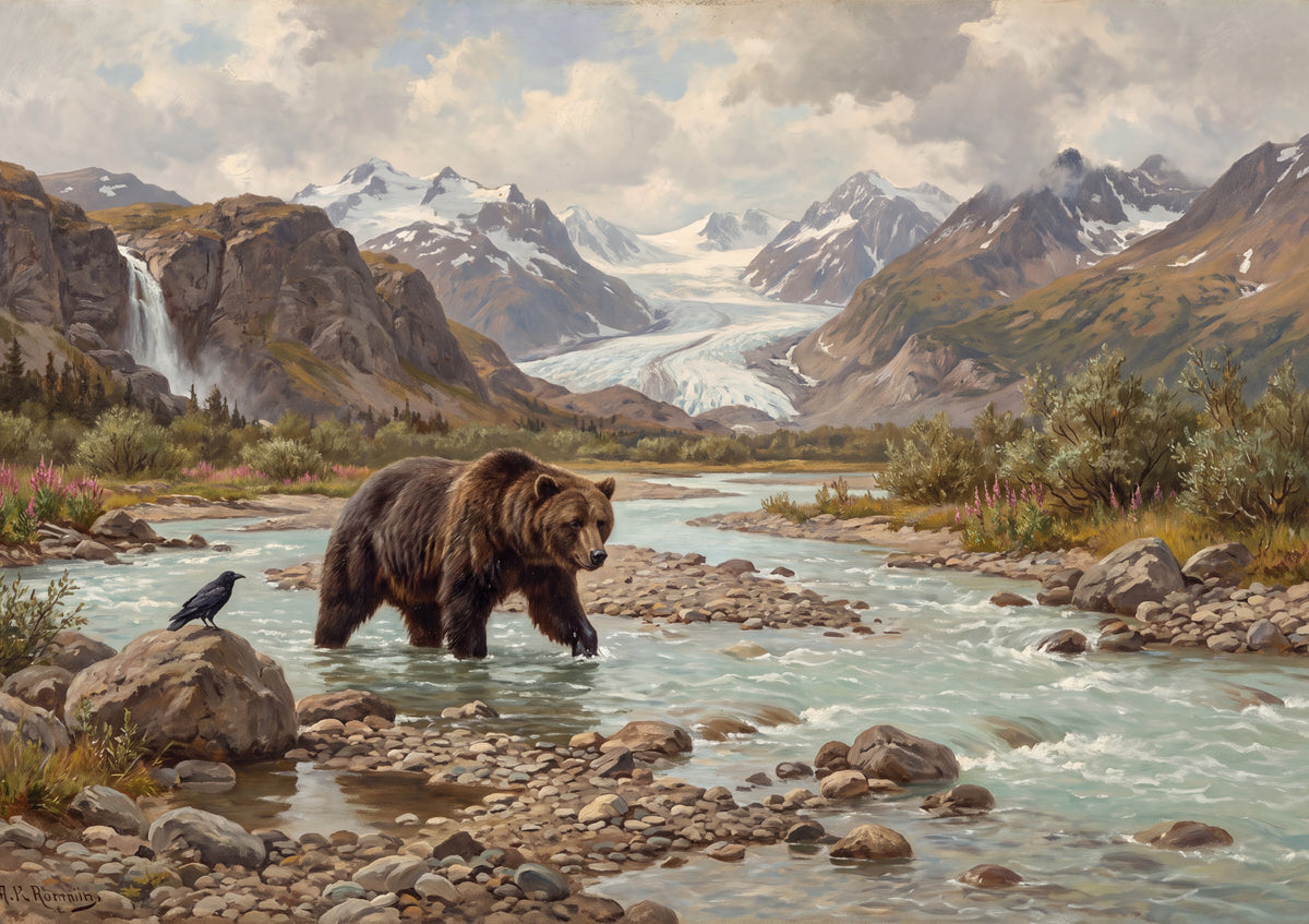Grizzly at the Glacier River jigsaw puzzle