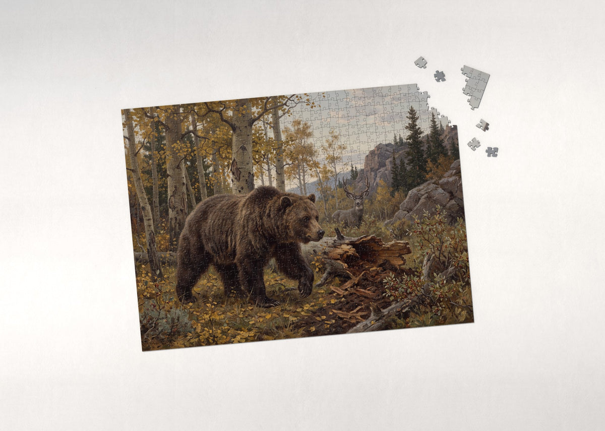 Grizzly in the Autumn Aspens jigsaw puzzle - puzzle with loose pieces