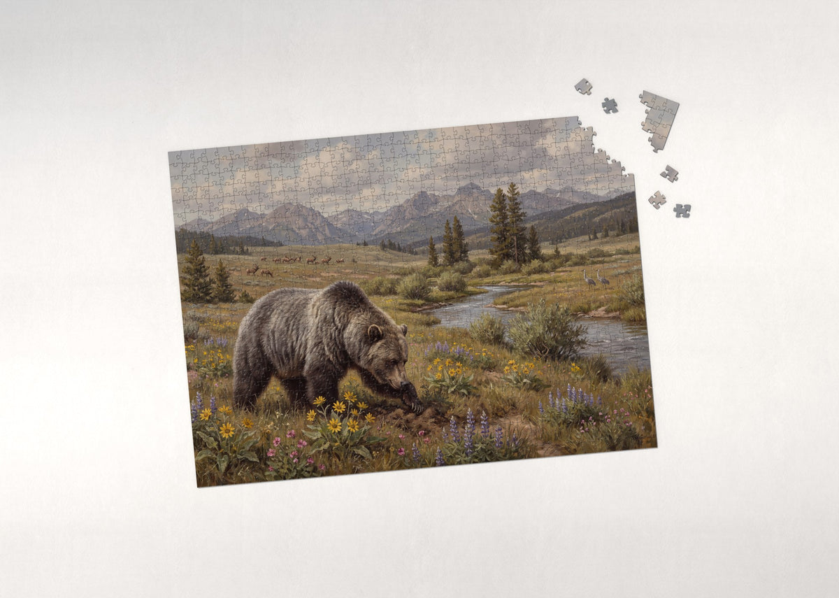 Grizzly in the Yellowstone Meadow jigsaw puzzle - puzzle with loose pieces