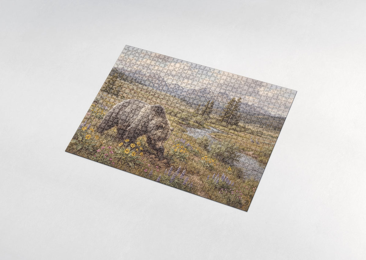 Grizzly in the Yellowstone Meadow jigsaw puzzle - assembled puzzle
