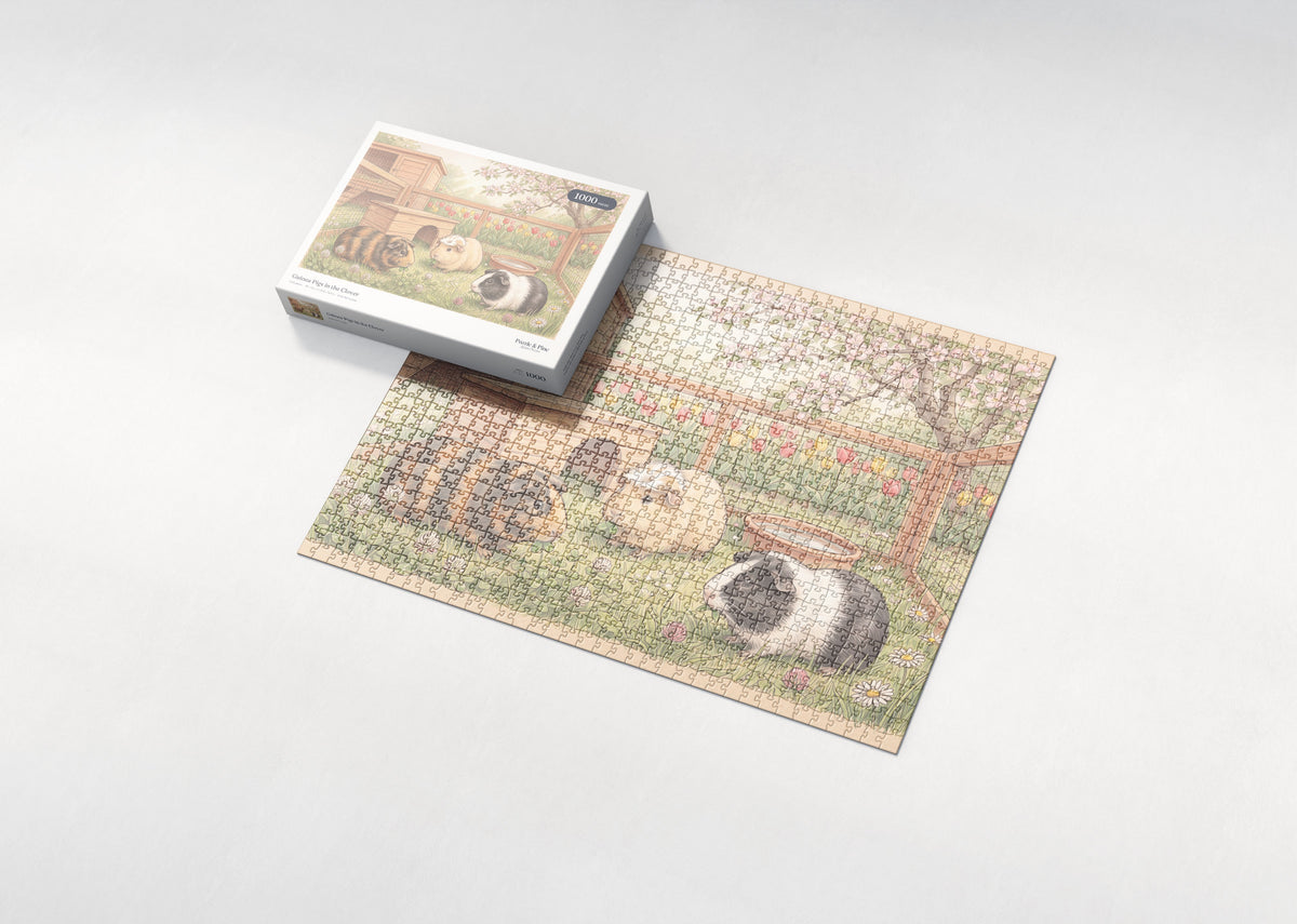 Guinea Pigs in the Clover jigsaw puzzle - box and puzzle
