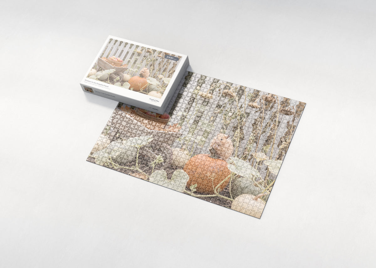 Hamster in the Pumpkin Patch jigsaw puzzle - box and puzzle
