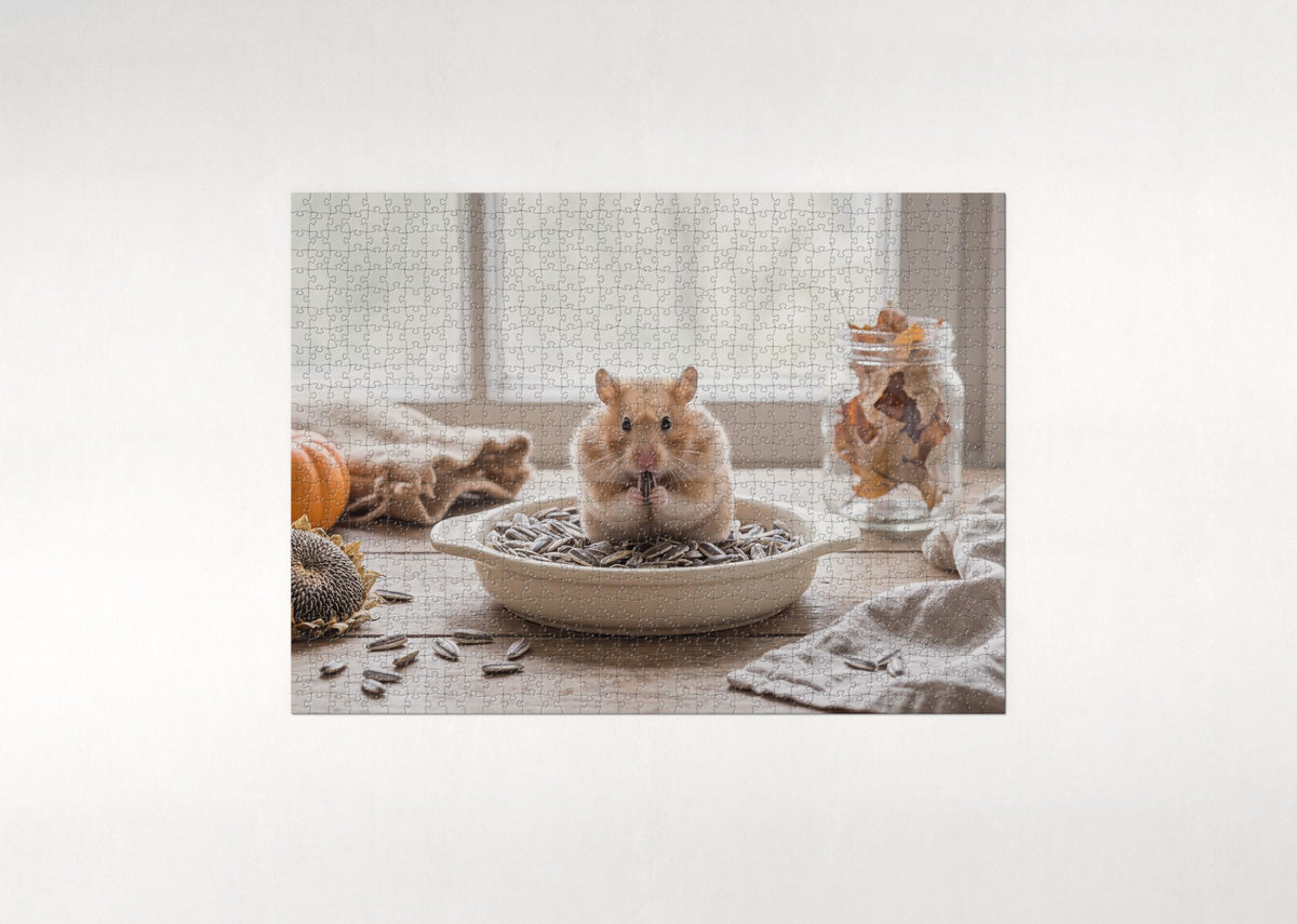 Hamster in the Sunflower Seeds jigsaw puzzle - flat puzzle