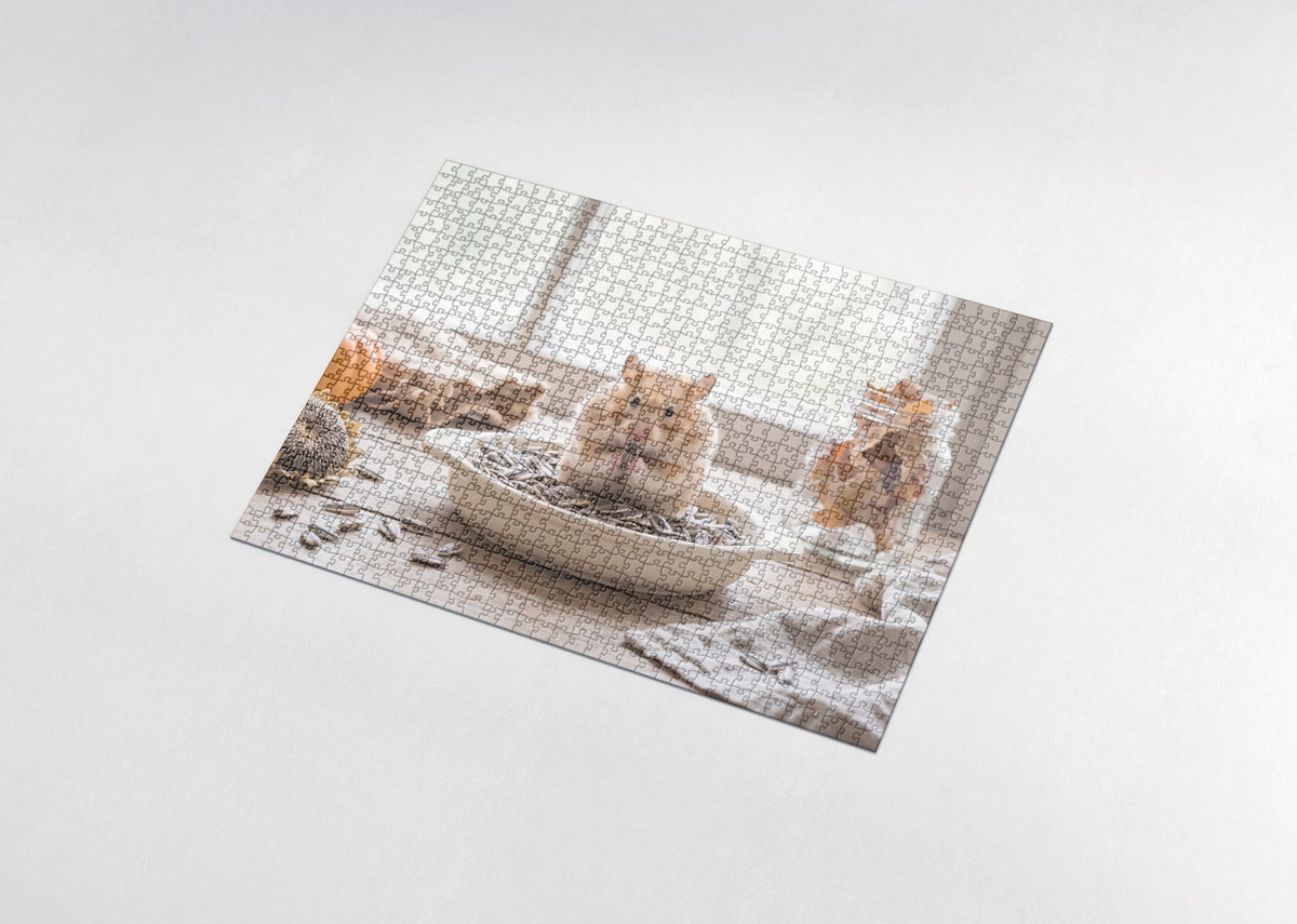 Hamster in the Sunflower Seeds jigsaw puzzle - assembled puzzle