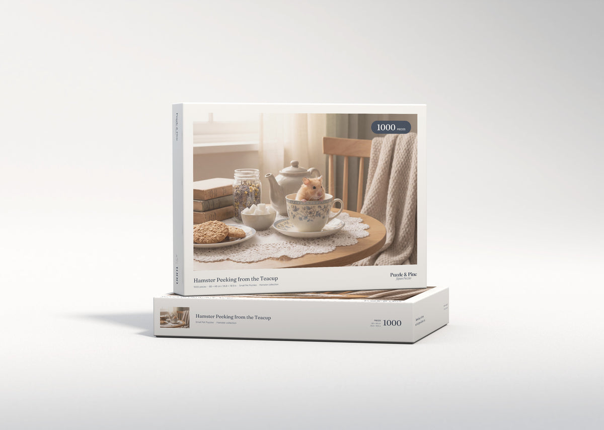 Hamster Peeking from the Teacup jigsaw puzzle - gift box