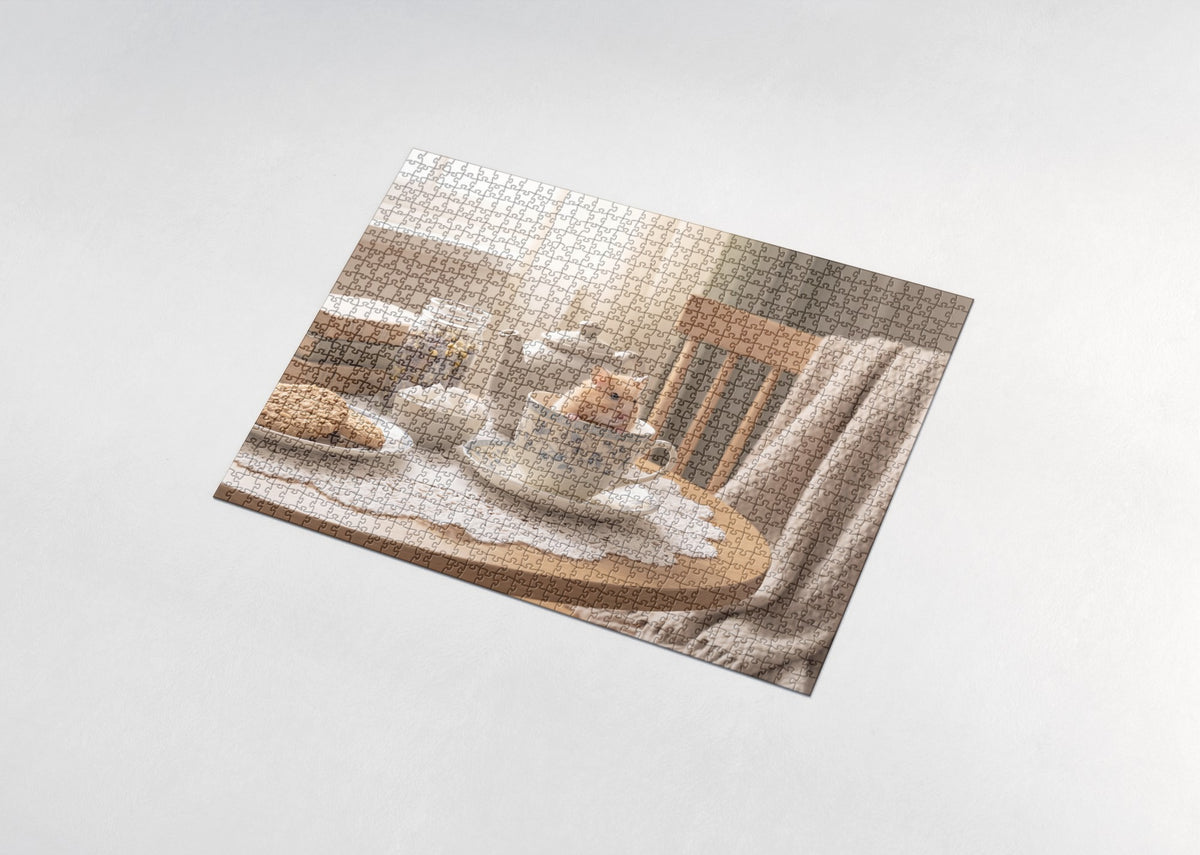 Hamster Peeking from the Teacup jigsaw puzzle - assembled puzzle