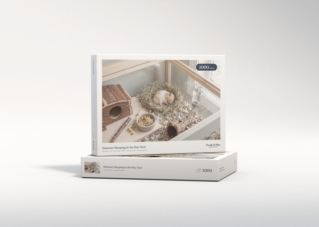 Hamster Sleeping in the Hay Nest jigsaw puzzle - gift box