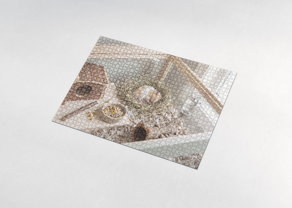 Hamster Sleeping in the Hay Nest jigsaw puzzle - assembled puzzle