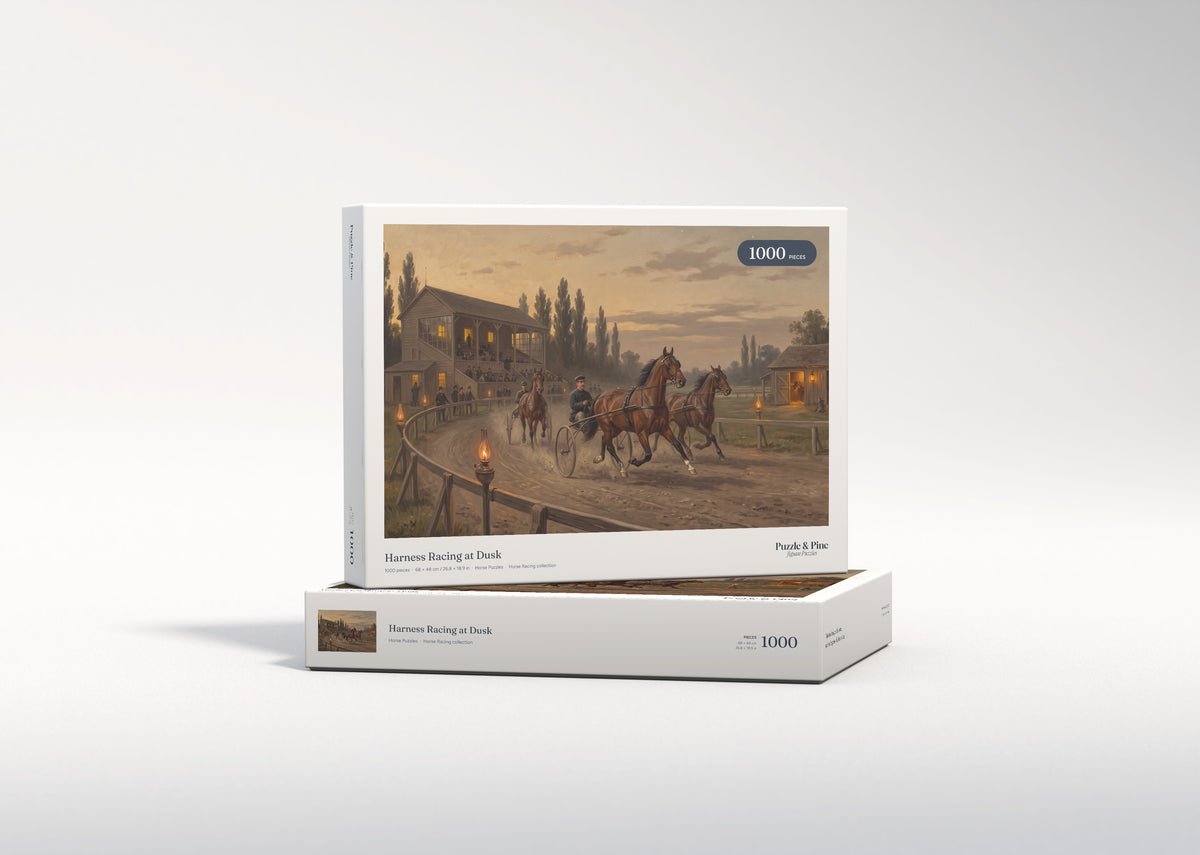 Harness Racing at Dusk jigsaw puzzle - gift box