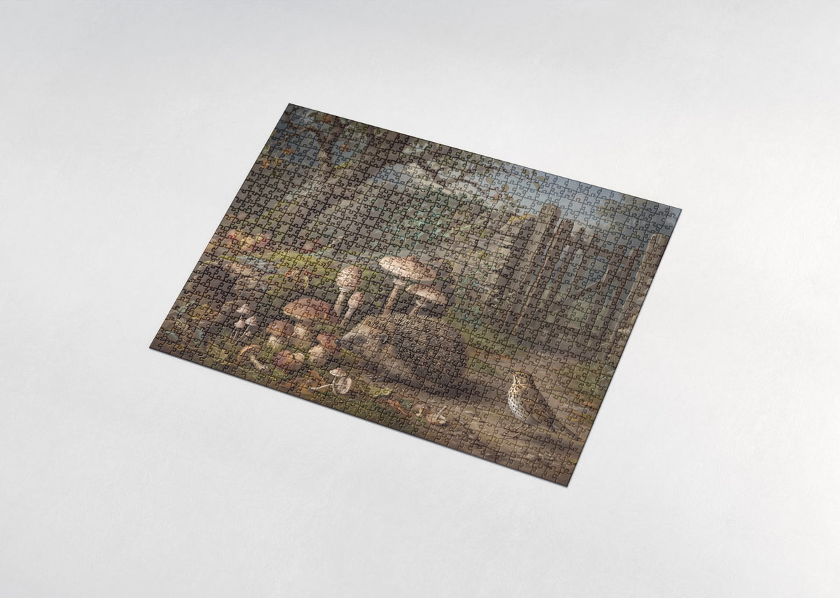 Hedgehog Among the Mushrooms jigsaw puzzle - assembled puzzle
