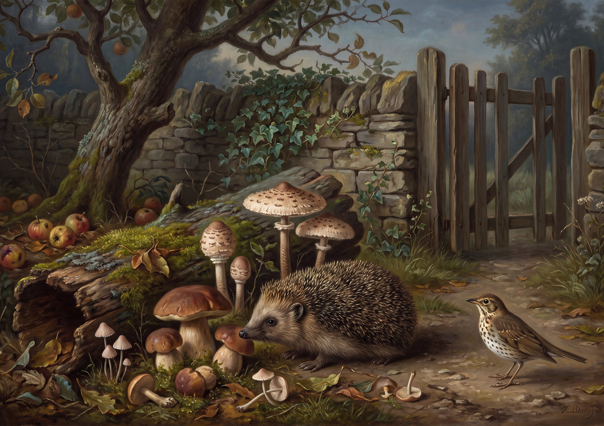 Hedgehog Among the Mushrooms jigsaw puzzle