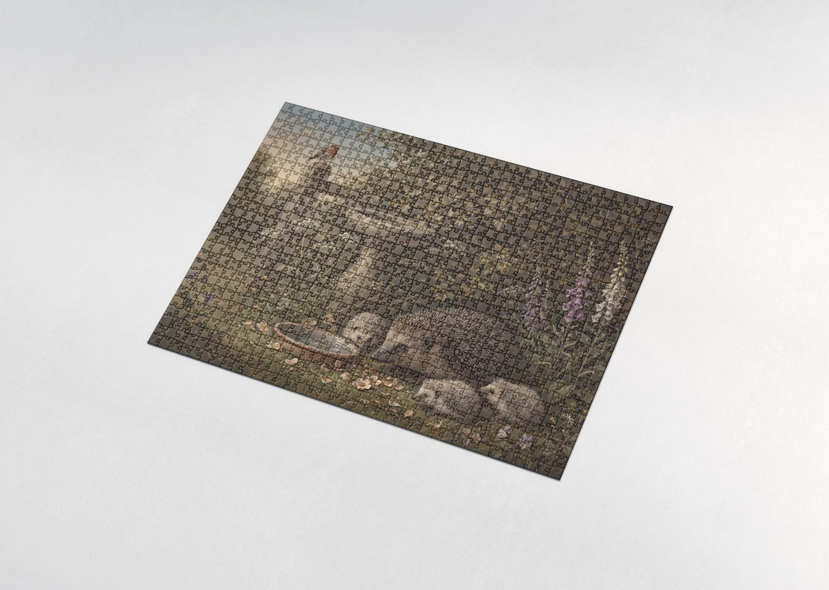 Hedgehog Family at the Hedge jigsaw puzzle - assembled puzzle