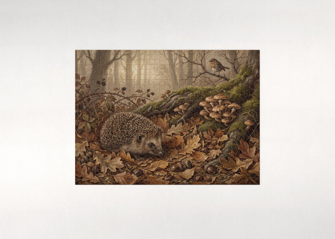 Hedgehog in the Autumn Leaves jigsaw puzzle - gift box