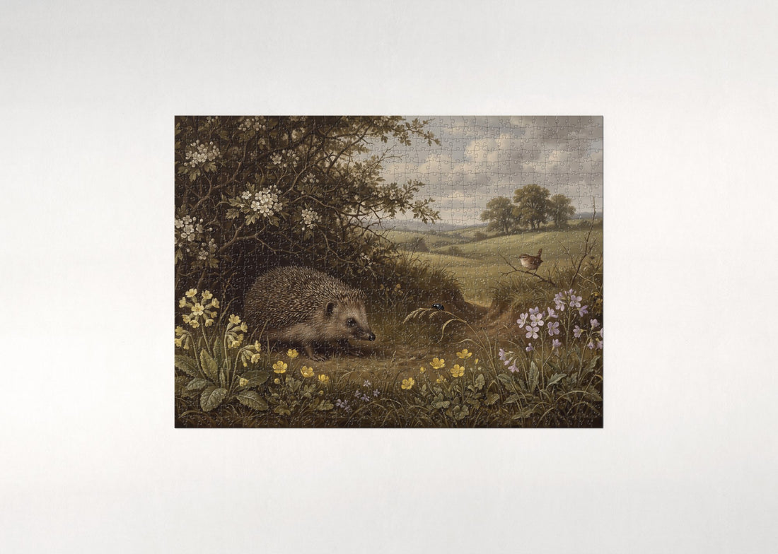Hedgehog in the Spring Meadow jigsaw puzzle - gift box