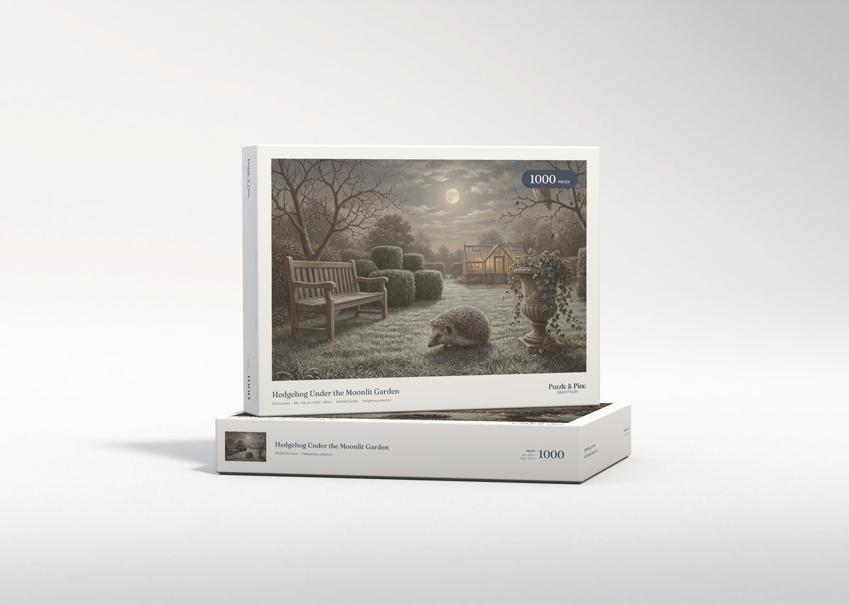 Hedgehog Under the Moonlit Garden jigsaw puzzle - gift box