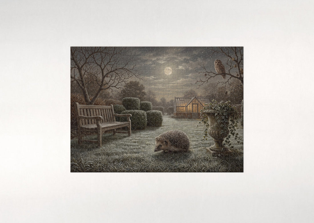 Hedgehog Under the Moonlit Garden jigsaw puzzle - gift box