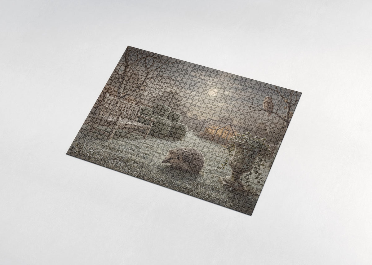 Hedgehog Under the Moonlit Garden jigsaw puzzle - assembled puzzle