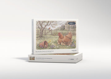 Hen with Her Chicks in the Spring Grass jigsaw puzzle - gift box