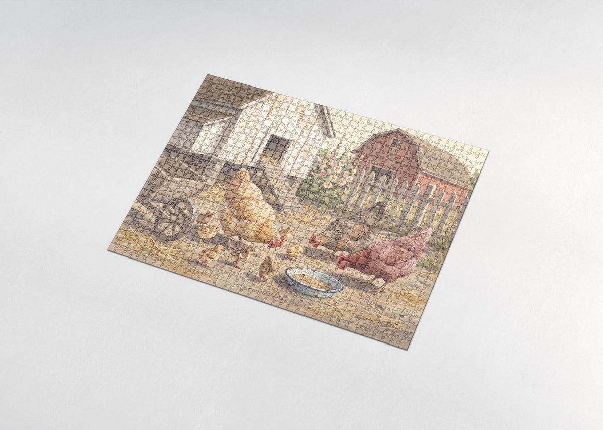 Hens and Chicks in the Farmyard jigsaw puzzle - assembled puzzle