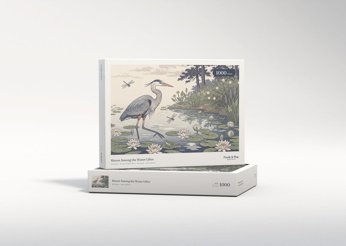 Heron Among the Water Lilies jigsaw puzzle - gift box