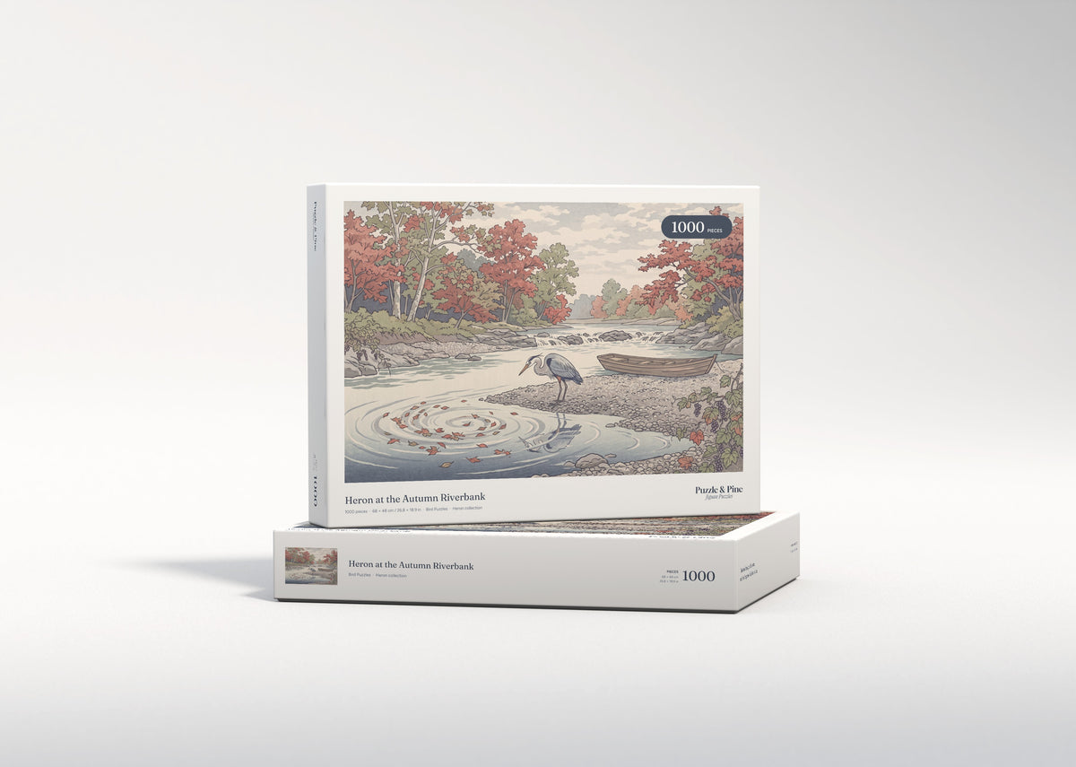 Heron at the Autumn Riverbank jigsaw puzzle - gift box