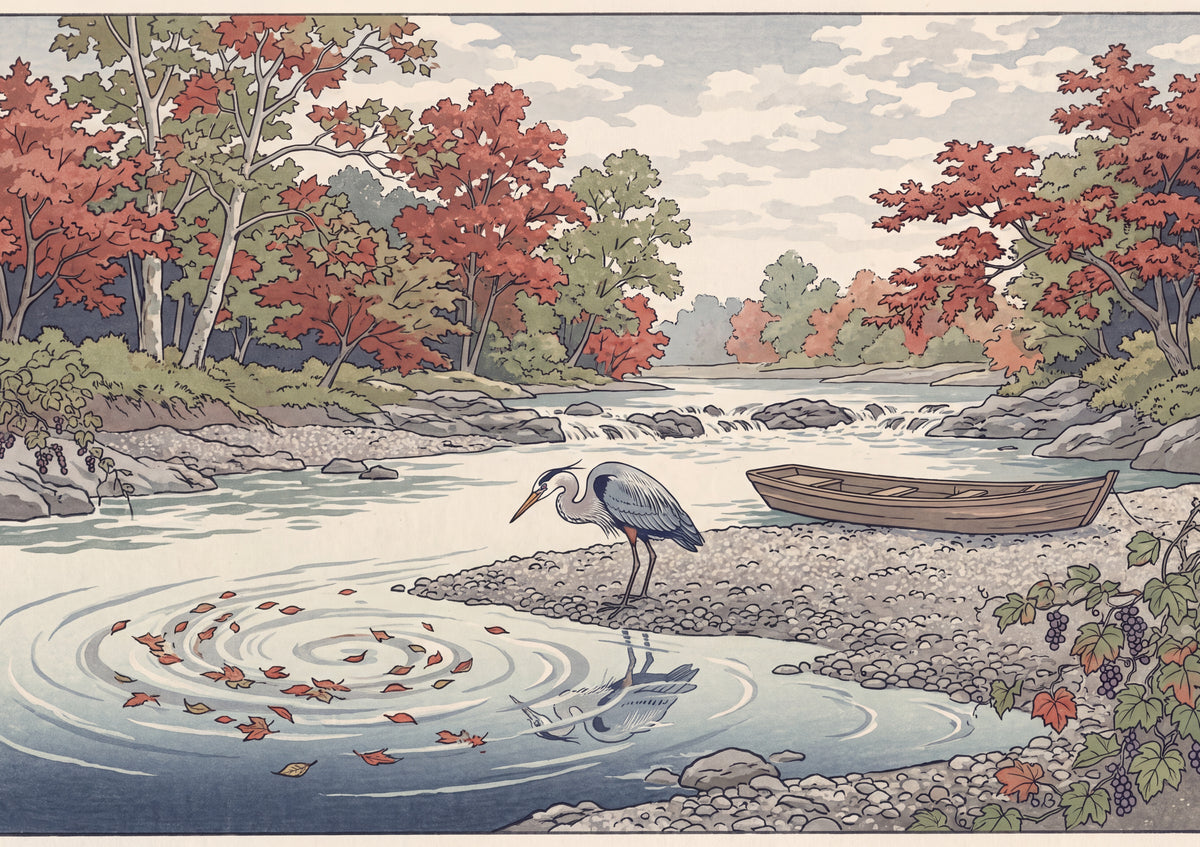 Heron at the Autumn Riverbank jigsaw puzzle