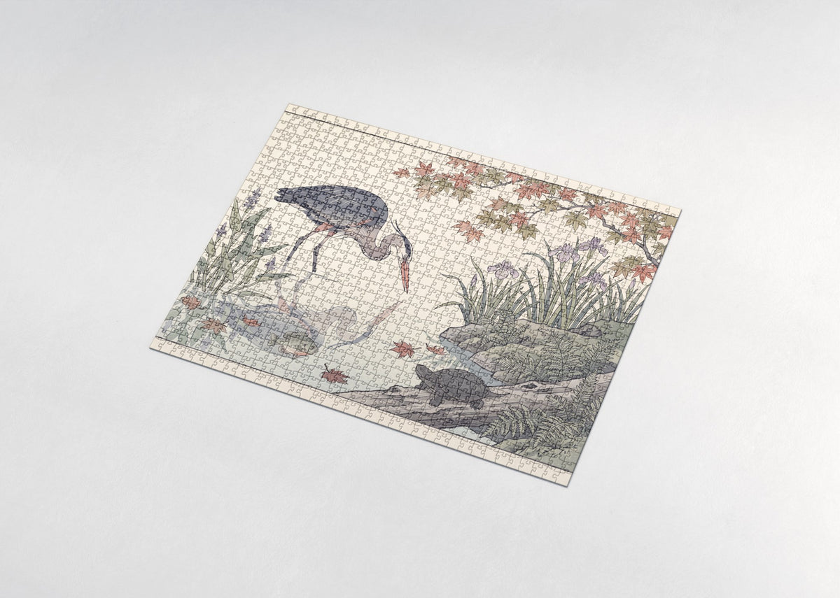 Heron Fishing the Still Pond jigsaw puzzle - assembled puzzle