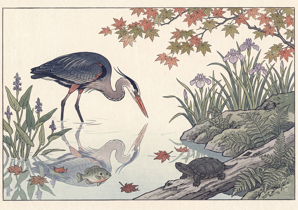 Heron Fishing the Still Pond jigsaw puzzle