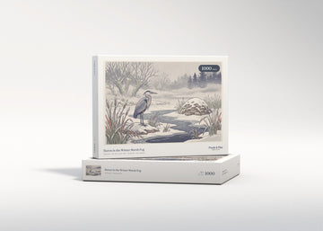 Heron in the Winter Marsh Fog jigsaw puzzle - gift box