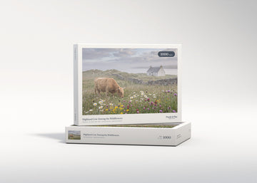 Highland Cow Among the Wildflowers jigsaw puzzle - gift box