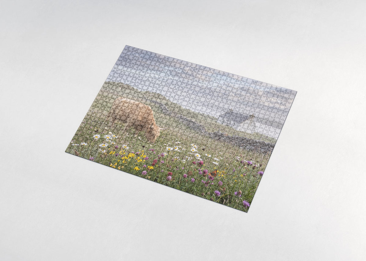Highland Cow Among the Wildflowers jigsaw puzzle - assembled puzzle