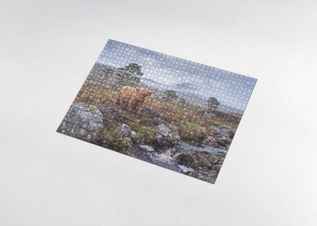 Highland Cow in the Heather jigsaw puzzle - assembled puzzle