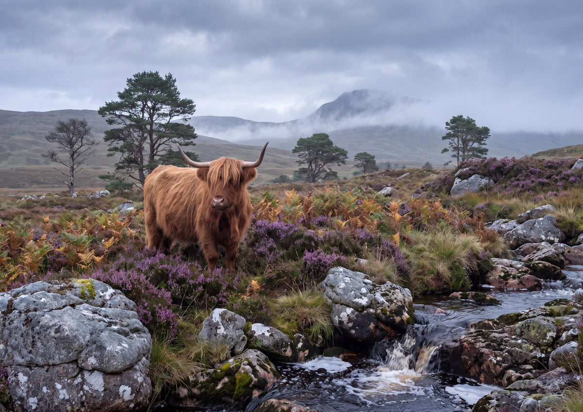 Highland Cow in the Heather jigsaw puzzle