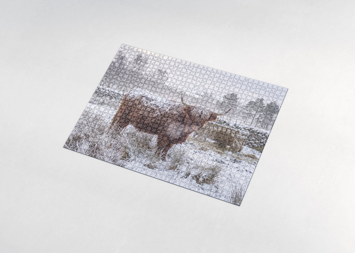 Highland Cow in the Snow jigsaw puzzle - assembled puzzle