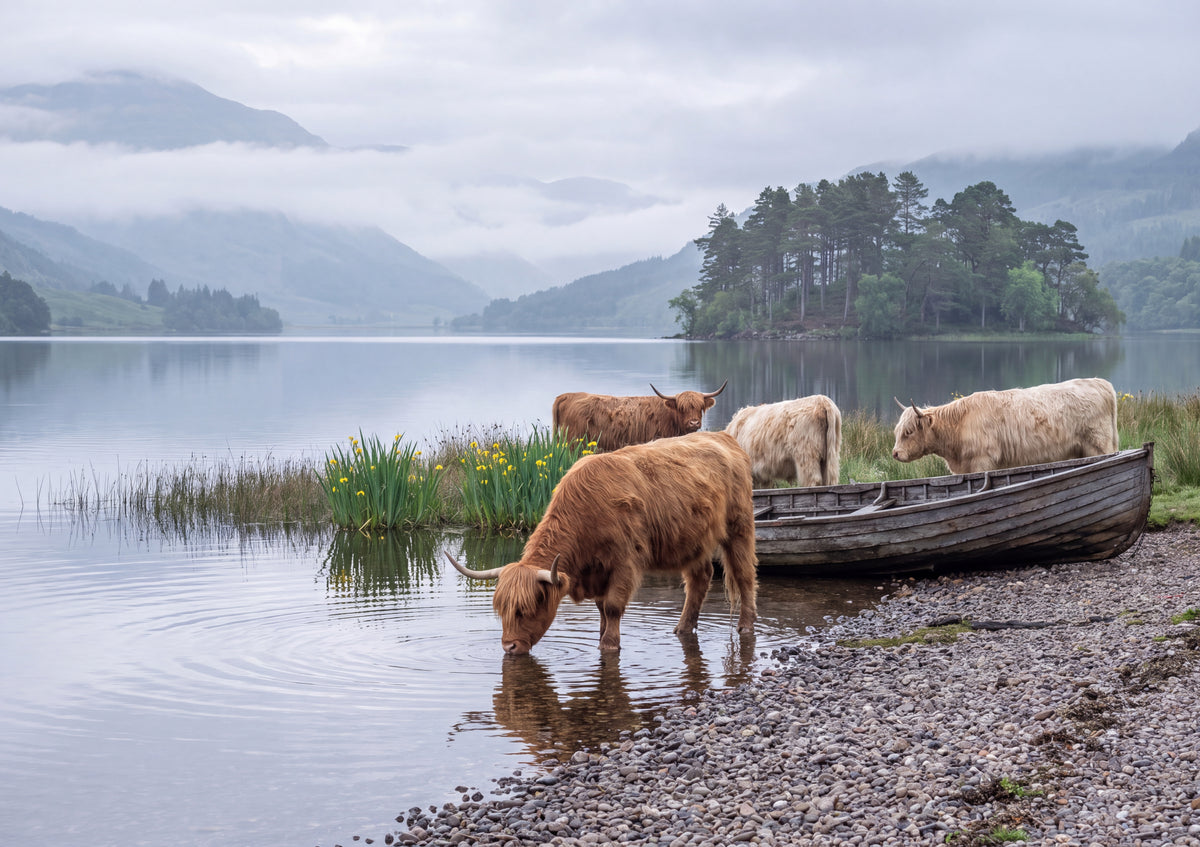Highland Cows at the Loch Shore jigsaw puzzle