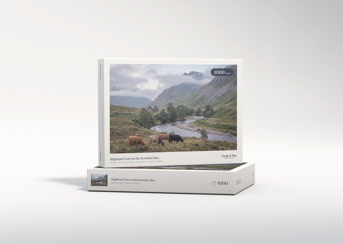 Highland Cows in the Scottish Glen jigsaw puzzle - gift box