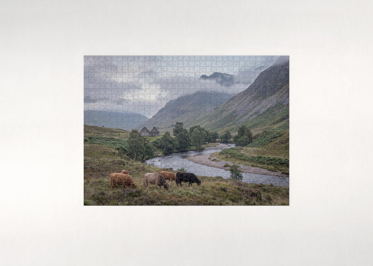 Highland Cows in the Scottish Glen jigsaw puzzle - flat puzzle
