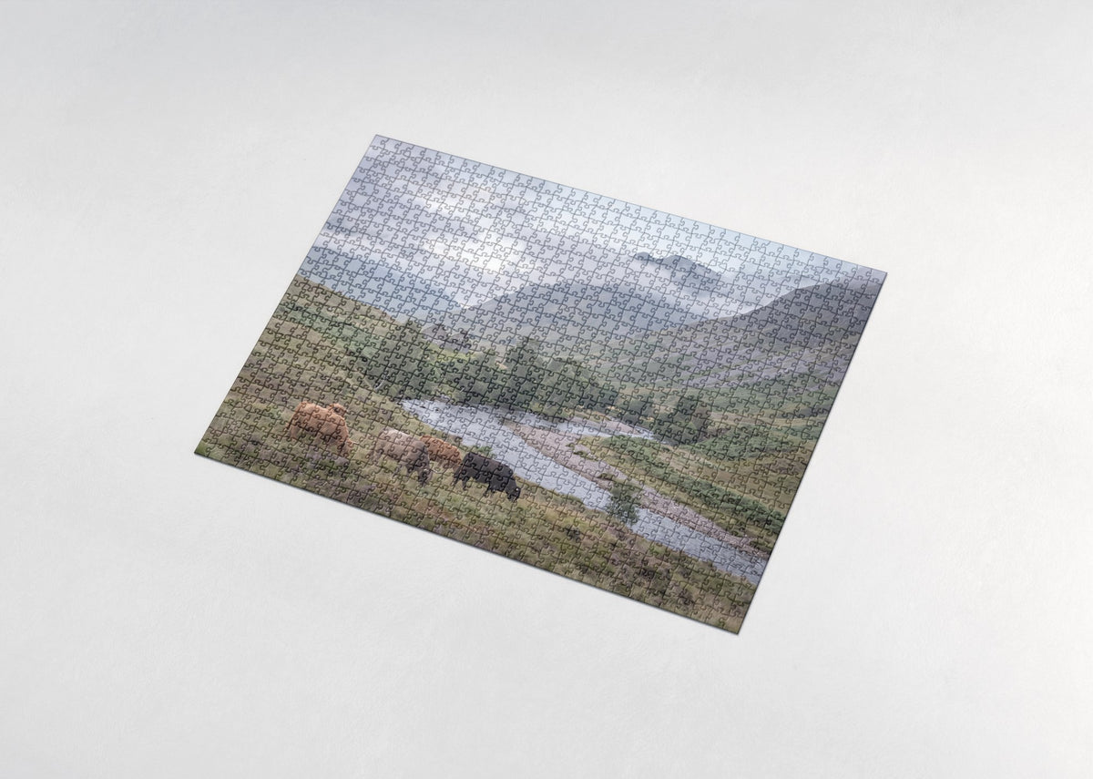 Highland Cows in the Scottish Glen jigsaw puzzle - assembled puzzle
