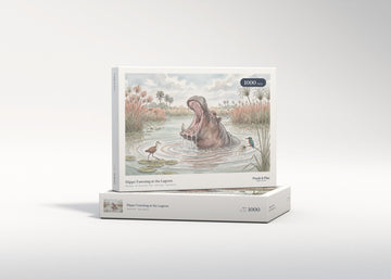 Hippo Yawning at the Lagoon jigsaw puzzle - gift box