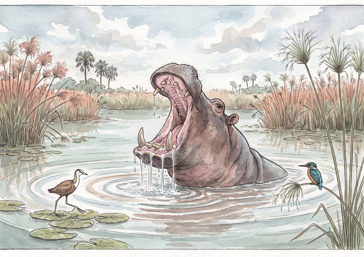 Hippo Yawning at the Lagoon jigsaw puzzle