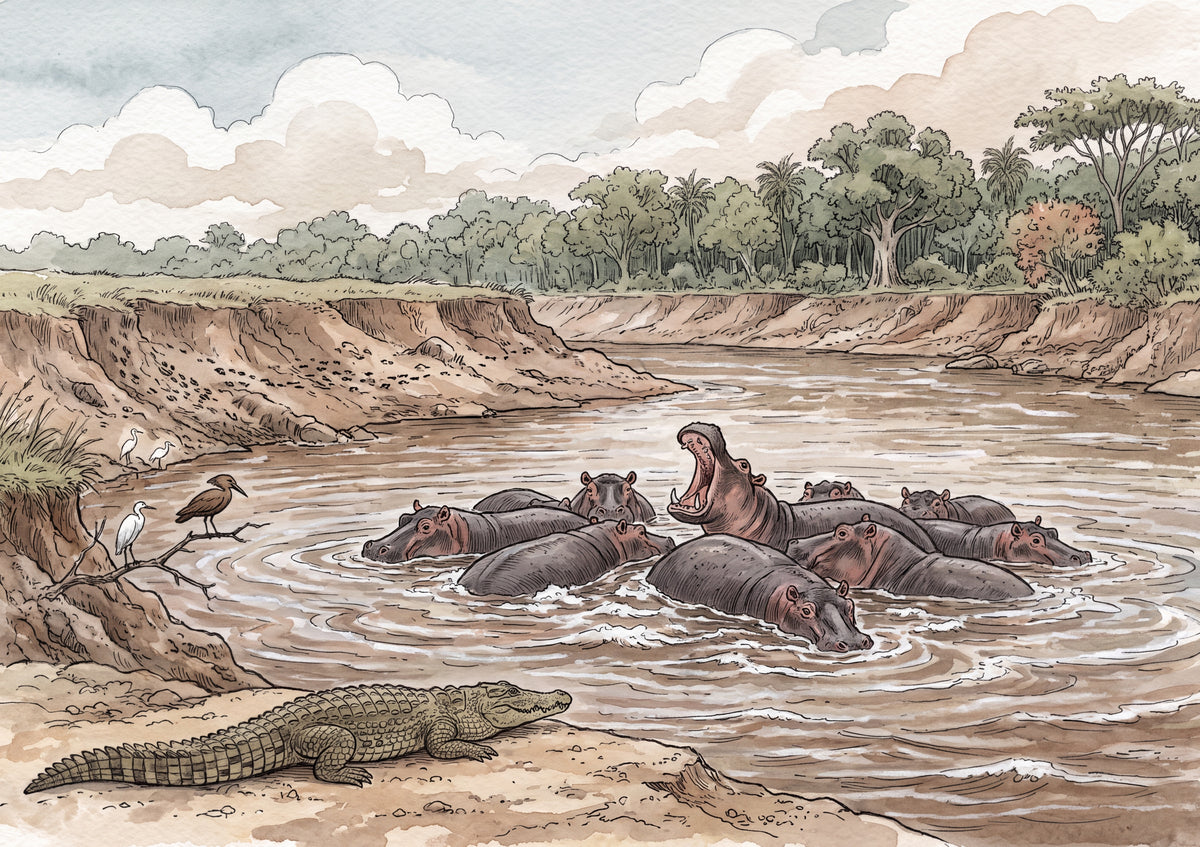 Hippos in the Mara River jigsaw puzzle
