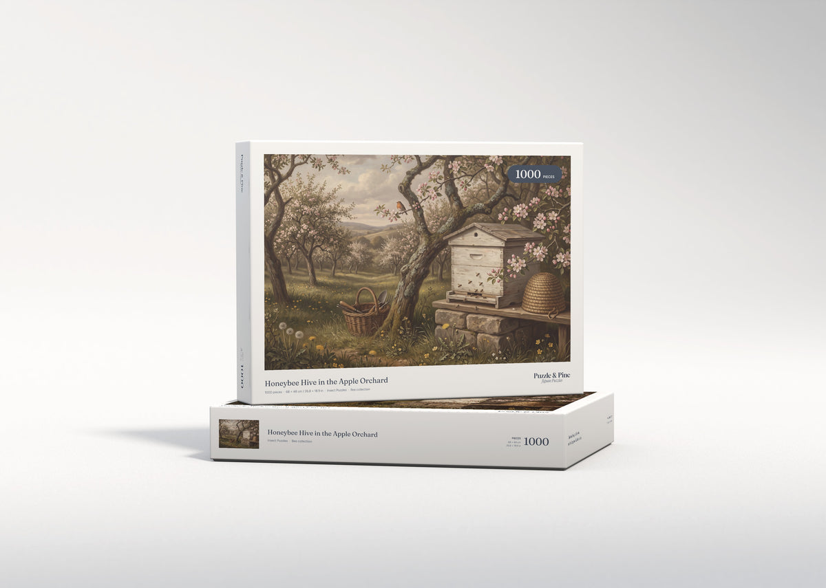 Honeybee Hive in the Apple Orchard jigsaw puzzle - gift box