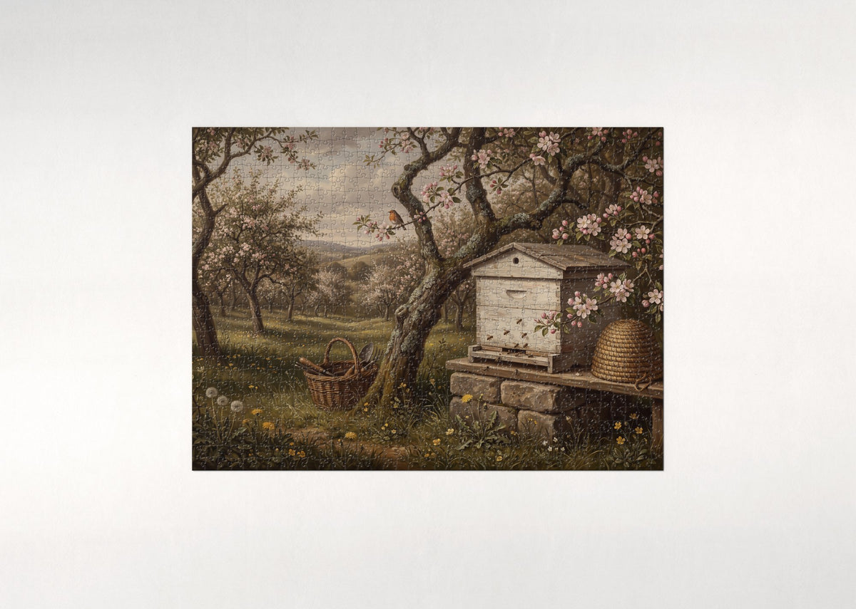 Honeybee Hive in the Apple Orchard jigsaw puzzle - flat puzzle
