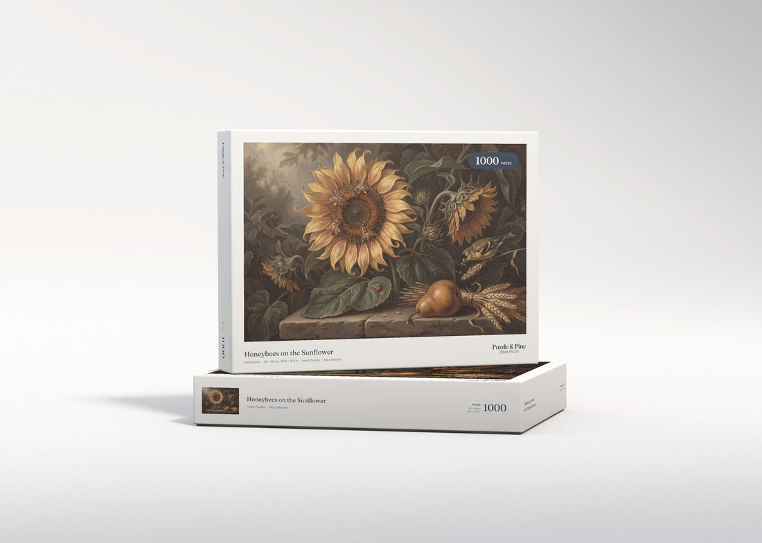 Honeybees on the Sunflower jigsaw puzzle - gift box