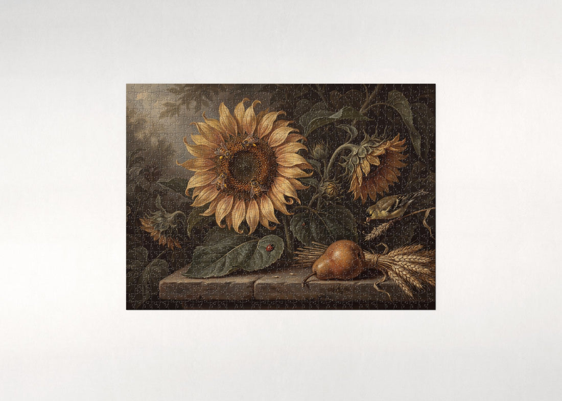 Honeybees on the Sunflower jigsaw puzzle - gift box
