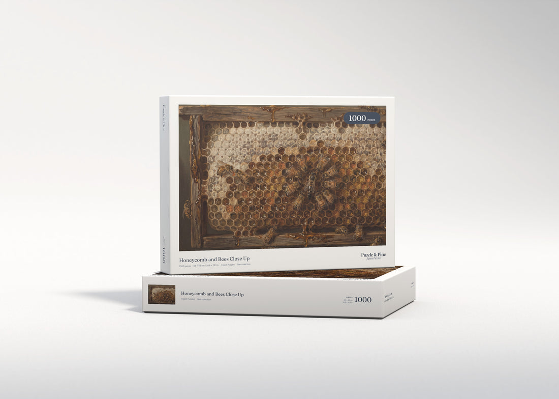 Honeycomb and Bees Close Up jigsaw puzzle - gift box
